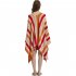 Women Wearable Blanket Sweatshirt Multifunctional Warm Super Soft Cozy Stripes Blanket One Size Orange