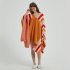 Women Wearable Blanket Sweatshirt Multifunctional Warm Super Soft Cozy Stripes Blanket One Size Orange