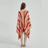 Women Wearable Blanket Sweatshirt Multifunctional Warm Super Soft Cozy Stripes Blanket One Size Orange