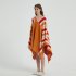 Women Wearable Blanket Sweatshirt Multifunctional Warm Super Soft Cozy Stripes Blanket One Size Orange