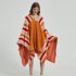 Women Wearable Blanket Sweatshirt Multifunctional Warm Super Soft Cozy Stripes Blanket One Size Orange