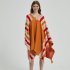 Women Wearable Blanket Sweatshirt Multifunctional Warm Super Soft Cozy Stripes Blanket One Size Orange