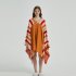 Women Wearable Blanket Sweatshirt Multifunctional Warm Super Soft Cozy Stripes Blanket One Size Orange
