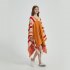 Women Wearable Blanket Sweatshirt Multifunctional Warm Super Soft Cozy Stripes Blanket One Size Orange