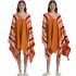 Women Wearable Blanket Sweatshirt Multifunctional Warm Super Soft Cozy Stripes Blanket One Size Orange