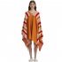 Women Wearable Blanket Sweatshirt Multifunctional Warm Super Soft Cozy Stripes Blanket One Size Orange