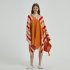 Women Wearable Blanket Sweatshirt Multifunctional Warm Super Soft Cozy Stripes Blanket One Size Orange