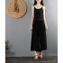 Women Wide leg Cropped Pants Summer High Waist Retro Solid Color Loose Casual Cotton Linen Pants Brick red 3XL