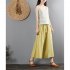 Women Wide leg Cropped Pants Summer High Waist Retro Solid Color Loose Casual Cotton Linen Pants Brick red 3XL