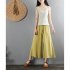 Women Wide leg Cropped Pants Summer High Waist Retro Solid Color Loose Casual Cotton Linen Pants Brick red 3XL