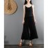 Women Wide leg Cropped Pants Summer High Waist Retro Solid Color Loose Casual Cotton Linen Pants Brick red 3XL