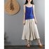 Women Wide leg Cropped Pants Summer High Waist Retro Solid Color Loose Casual Cotton Linen Pants Brick red 3XL
