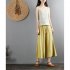 Women Wide leg Cropped Pants Summer High Waist Retro Solid Color Loose Casual Cotton Linen Pants Brick red 3XL