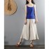 Women Wide leg Cropped Pants Summer High Waist Retro Solid Color Loose Casual Cotton Linen Pants Brick red 3XL