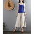 Women Wide leg Cropped Pants Summer High Waist Retro Solid Color Loose Casual Cotton Linen Pants Brick red 3XL