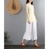 Women Wide leg Cropped Pants Summer High Waist Retro Solid Color Loose Casual Cotton Linen Pants Brick red 3XL