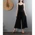 Women Wide leg Cropped Pants Summer High Waist Retro Solid Color Loose Casual Cotton Linen Pants Brick red 3XL