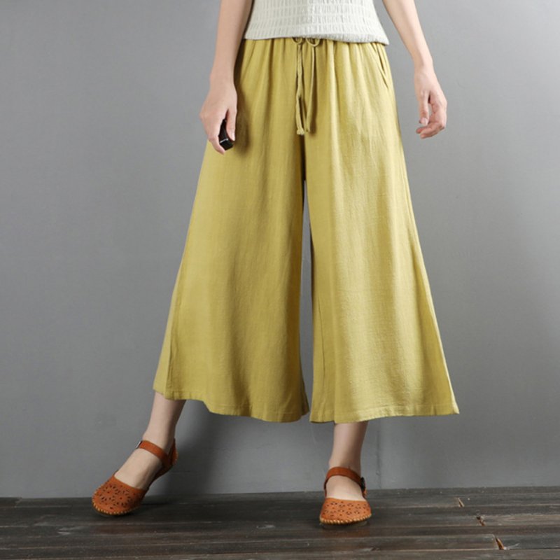 Harem Pants For Men Summer Retro Solid Color Loose Large Size Cotton And  Linen Harem Trousers Yellow