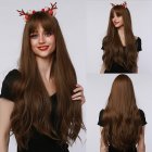 Women  Wig High Temperature Silk 26inch Brown Wavy Wig Heat resistant Synthetic Wig Brown