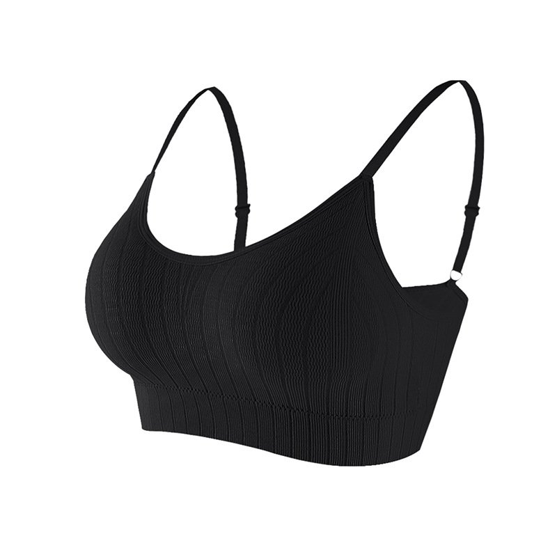 Wholesale Women Wireless Bra With Breast Pad Push-up Solid Color Underwear  With Adjustable Strap Breathable Underwear black One size (42.5-62.5kg)  From China