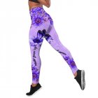 Women Yoga Leggings High Waist Breathable Large Size Pants Fashion Butterfly Printing Trousers For Running Gym Light purple XXL
