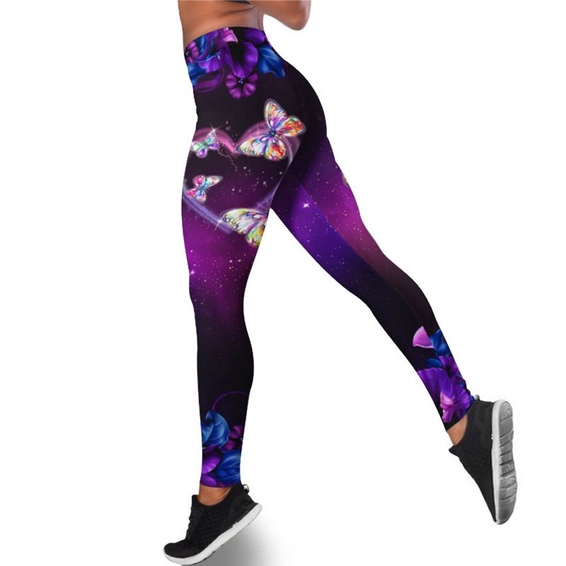 Wholesale Women Yoga Leggings High Waist Breathable Large Size Pants  Fashion Butterfly Printing Trousers For Running Gym deep purple XXL From  China