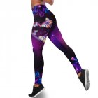 Women Yoga Leggings High Waist Breathable Large Size Pants Fashion Butterfly Printing Trousers For Running Gym deep purple L