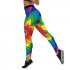 Women Yoga Leggings High Waist Breathable Large Size Pants Fashion Butterfly Printing Trousers For Running Gym Lake Blue XL