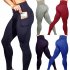 Women Yoga Pants Gym Leggings with Phone Pockets Slim Fit Sports Ninth Pants red XL