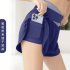 Women Yoga Shorts With Pocket Contrast Color Seamless Quick drying Sports Short Pants For Running Fitness Cycling blue L
