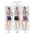 Women Yoga Shorts With Pocket Contrast Color Seamless Quick drying Sports Short Pants For Running Fitness Cycling blue XXL