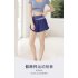 Women Yoga Shorts With Pocket Contrast Color Seamless Quick drying Sports Short Pants For Running Fitness Cycling blue XXL