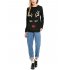 Women s Christmas Paillette Antlers Pullover Sweater Black M