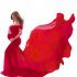 Women s Dress Off the shoulder Long Photography Chiffon Dress China red free size