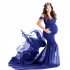 Women s Dress Off the shoulder Long Photography Chiffon Dress Color blue free size