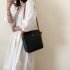 Women s Hong Kong Style Retro Broadband Shoulder Square Bag Mori Texture Crossbody Bag black