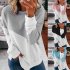 Women s Hoodie Autumn Casual Crew neck Contrast Stitching Loose Hooded Sweater black M