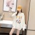 Women s Hoodie Spring and Autumn Thin Loose Pullover Long sleeve  Hooded Sweater Apricot  L