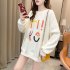 Women s Hoodie Spring and Autumn Thin Loose Pullover Long sleeve  Hooded Sweater Apricot  XXL