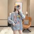 Women s Hoodie Spring and Autumn Thin Loose Pullover Long sleeve  Hooded Sweater Gray  XL
