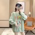 Women s Hoodie Spring and Autumn Thin Loose Pullover Long sleeve  Hooded Sweater Green XL