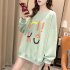 Women s Hoodie Spring and Autumn Thin Loose Pullover Long sleeve  Hooded Sweater Green L