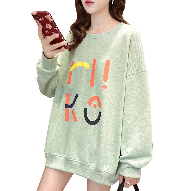 Women's Hoodie Spring and Autumn Thin Loose Pullover Long-sleeve  Hooded Sweater Green_XXL