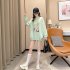 Women s Hoodie Spring and Autumn Thin Loose Pullover Long sleeve  Hooded Sweater Green XXL