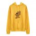 Women s Hoodie Winter Loose Long sleeve Cartoon Printing Velvet Thicken Hooded Sweater yellow M
