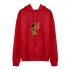 Women s Hoodie Winter Loose Long sleeve Cartoon Printing Velvet Thicken Hooded Sweater red 3XL