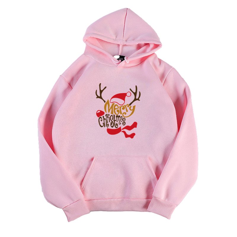 Women's Hoodies Autumn and Winter Printing Long-sleeves Hooded Sweater Pink_M