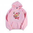 Women s Hoodies Autumn and Winter Printing Long sleeves Hooded Sweater Pink L