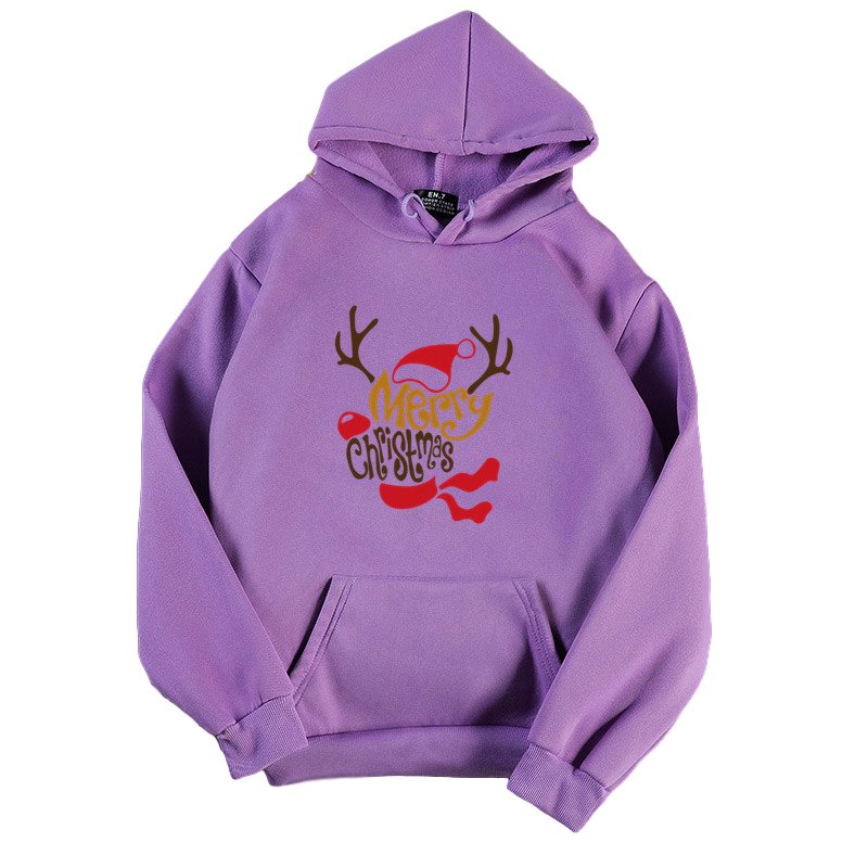 Women's Hoodies Autumn and Winter Printing Long-sleeves Hooded Sweater purple_M