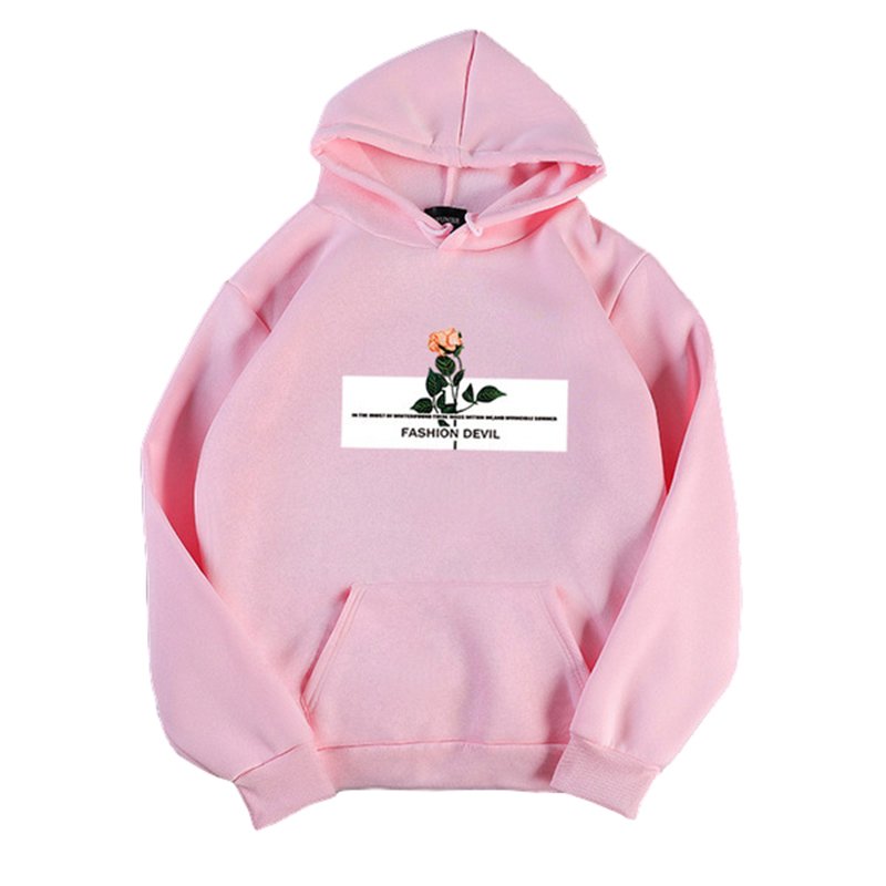 Women's Hoodies Autumn and Winter Pullover Thick Casual Fleece Long-sleeve Hooded Sweater Pink_XXL